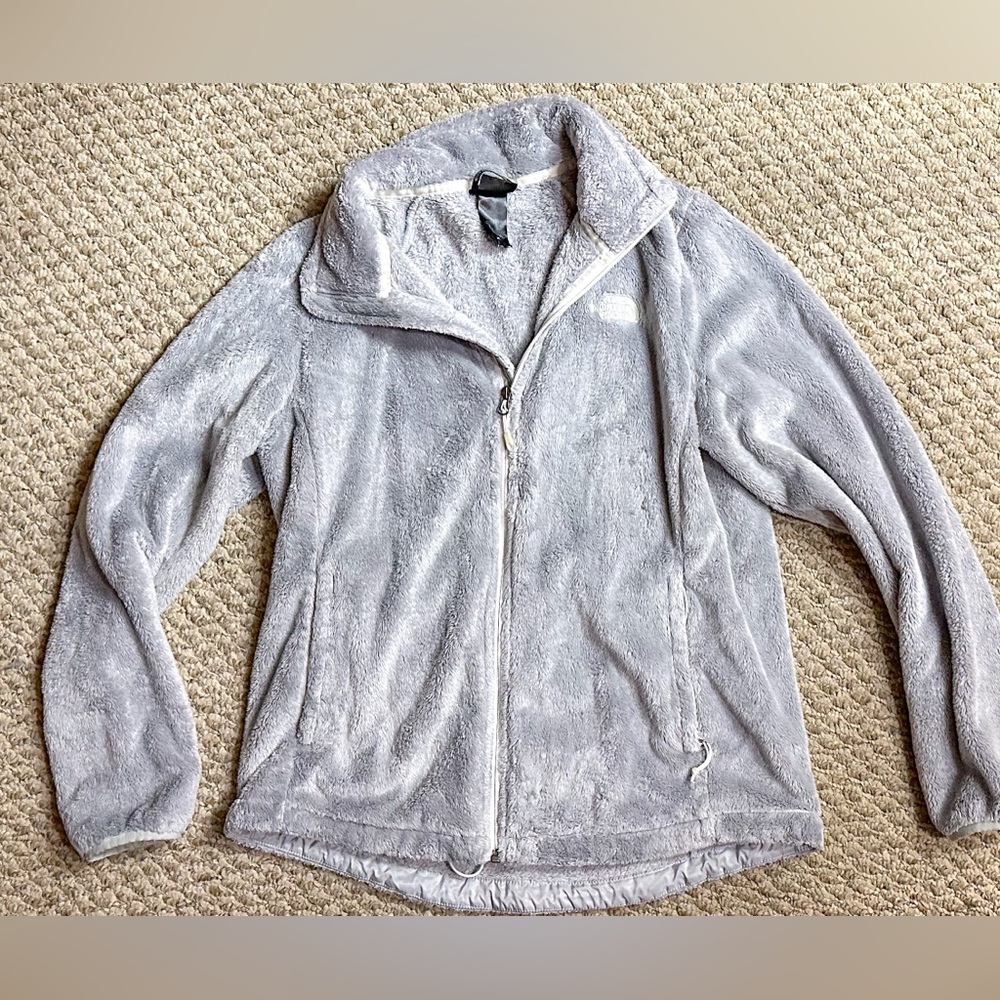 Fuzzy Gray North Face Coat